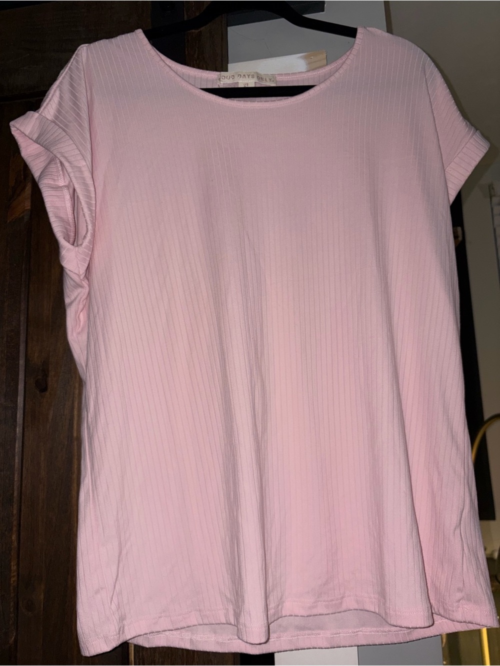 Soft Pink Ribbed Tee